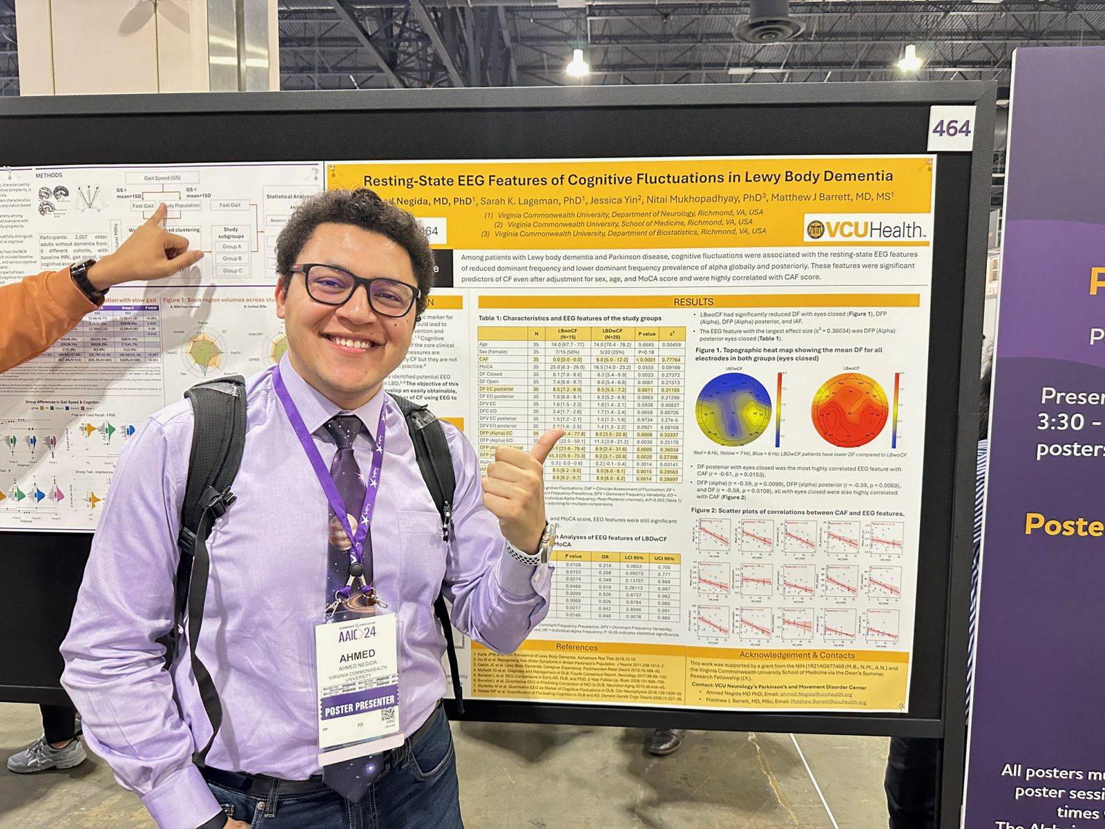 Ahmed Negida at his AAIC 2024 poster on EEG features of cognitive fluctuations